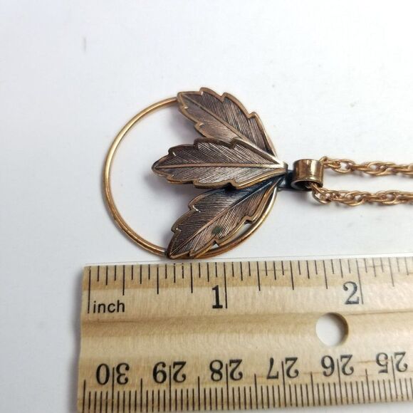 Vintage Bell Trading Post Copper Round Leaf Design Pendant Necklace, estate - Picture 6 of 9